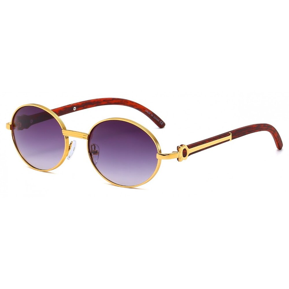 Men Sunglasses Trendy Black Lens Round Fashion Rapper Shades Gold Classic Lentes